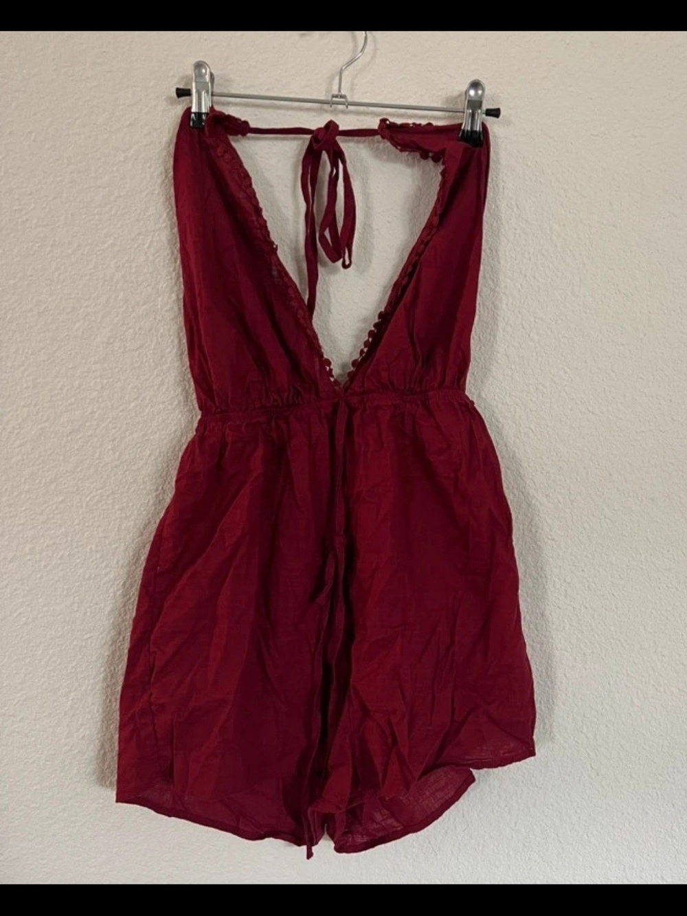 🛍5/$25🛍SHEIN Deep Red Plunging V-Neck Romper